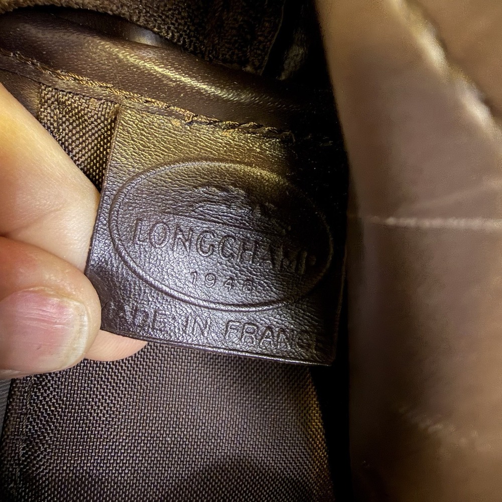 Longchamp Brown Nylon Crossbody Bag. Logo Strap. Leather Flap - Picture 6 of 9